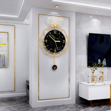 Load image into Gallery viewer, Black &amp; Gold Round Wall Clock
