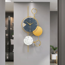 Load image into Gallery viewer, Round Blue &amp; Gold Wall Clock
