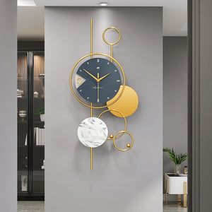 Round Blue & Gold Wall Clock