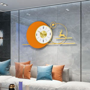 Deer Orange & White Wall Clock