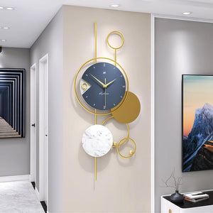 Round Blue & Gold Wall Clock