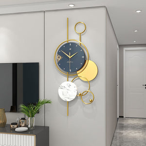 Round Blue & Gold Wall Clock